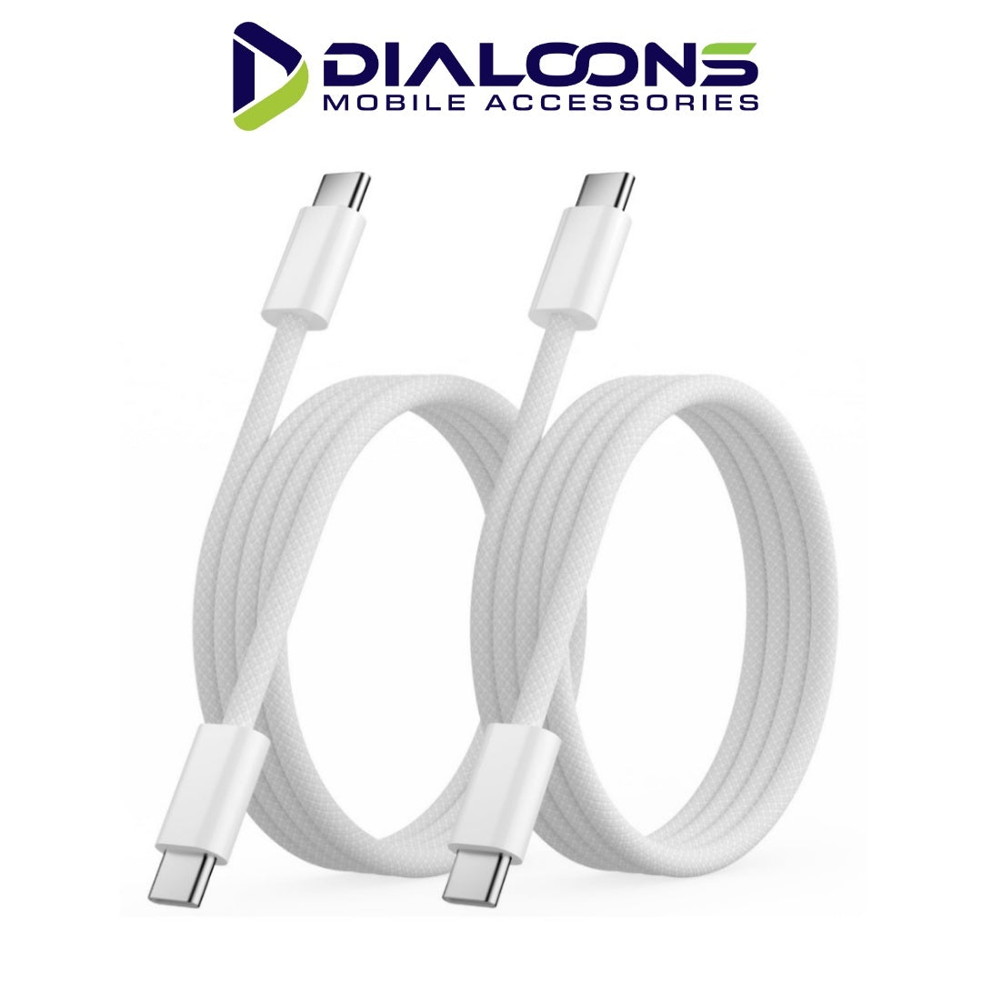 USB-C to USB-C Fast Charging Cable (White) – High Speed Data & Power Sync