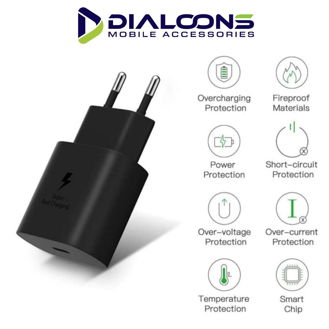 Samsung 25W PD Super Fast Charging USB-C Power Adapter, High Quality Original Fast Adapter